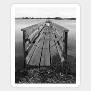 Jetty in Shoreline Park BW. Mountain View, California Sticker